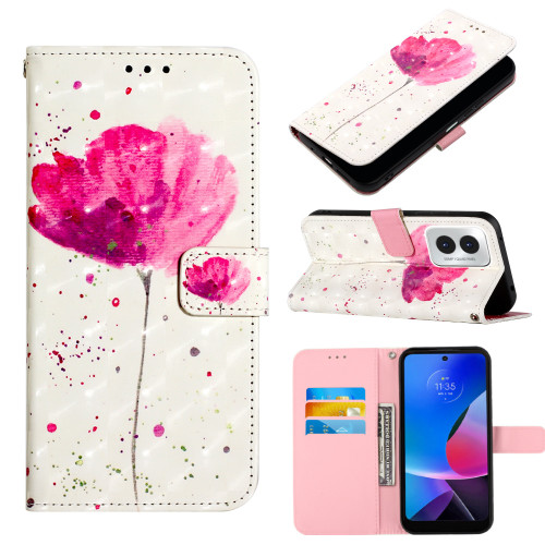 Moto G Play 2024 3D Painting Horizontal Flip Leather Phone Case - Flower